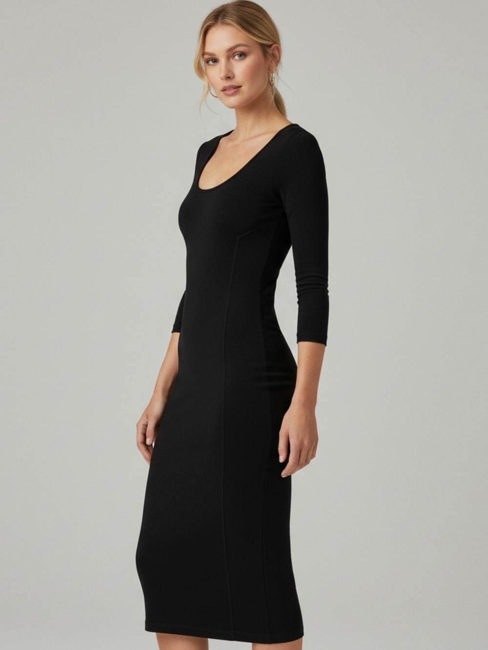 JAMES PERSE Women's Black Panel Midi Dress Size XL (size 4, 12-14)